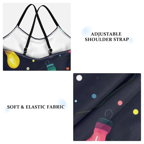 KLL Colorful Christmas Light Bulbs Girls' 1-Piece Bathing Suit Summer Swimwear with Adjustable Straps Quick Dry3