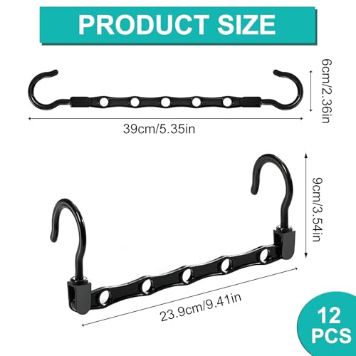 Space Saving Hangers, 12Pcs Plastic Smart Hanger(Black) - Image 2