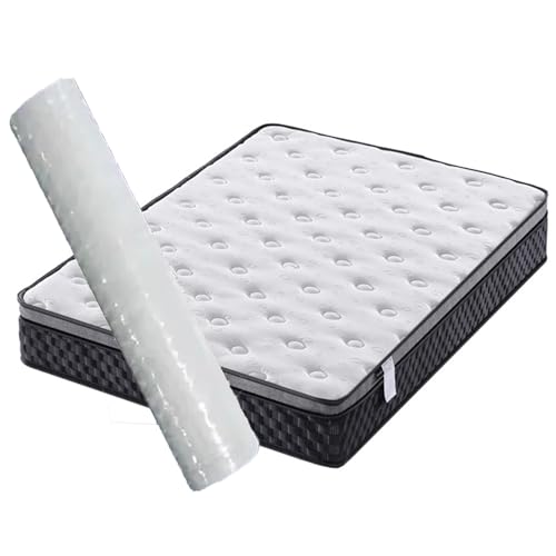 Colchón híbrido de espuma viscoelástica, colchón de muelles ensacados de tamaño matrimonial en una caja para aislamiento de movimiento y fuerte soporte de bordes, firmeza media, 90 x 190 x 25 cm