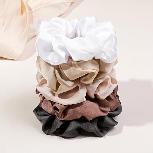 Image of Hair Ties Scrunchies for Women's, for Girls Big Scrunchies Both for Thick Hair or Thin Hair Curl Hair No Crease Ponytail Holder No Hurt Your Hair
