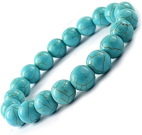 Firoza/Turquoise Crystal Stone Healing Beaded Flame Bracelet for Men and Women (8 mm)