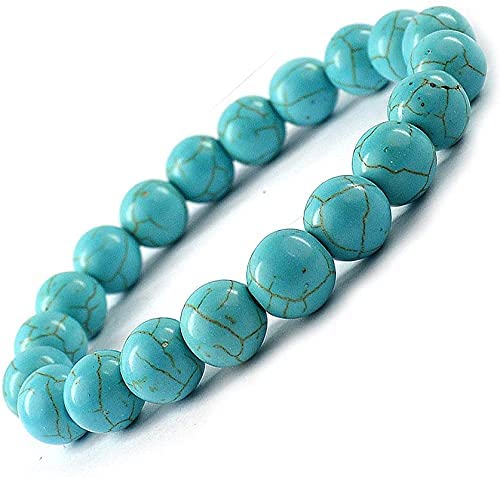 GenericFiroza/Turquoise Crystal Stone Healing Beaded Flame Bracelet for Men and Women (8 mm)
