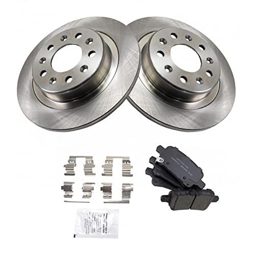 Image of TRQ Rear Brake Pad and Rotor Set Ceramic Solid Rotors