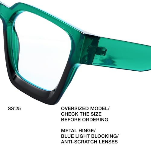 Image of livho Oversized Eyewear Frame for Woman and Men - Rectangle Fashion Glasses for Computer, Chic Preppy Frame