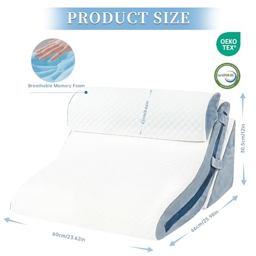 Fscgife BED WEDGE PILLOW For Sleeping 3Pcs, 20-In-1 Adjustable Memory Foam Wedge Pillow For Acid Reflux, 3-In-1 Incline Wedge Pillow For After Surgery thumb #5