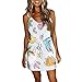 Robe d'été décontractée pour femme avec col en V et bretelles sans manches Imprimé floral Coupe ample, Blanc (C), XXXL