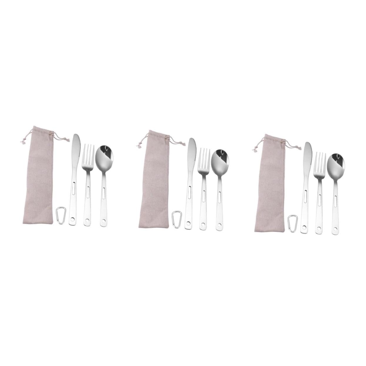 BESPORTBLE 3 Ensembles Ensemble de vaisselle portable pour camping et pique- organisateur d'argenterie porte-couverts couverts couteau bivouac couverts portables couverts de table titane