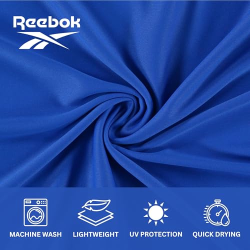 Reebok Men's Short Sleeve Rash Guard, UPF 50+Sun Protection Swim Shirt Blue - image 7
