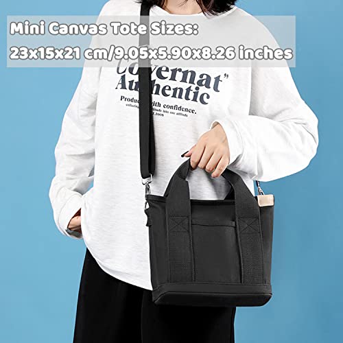 Image of Canvas Tote Bag for Women,Small Totes Bags with Zipper Crossbody Purse with Pockets Large Shoulder Handbag,2 Sizes