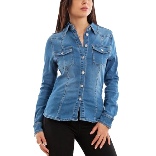 Toocool Camicia Jeans Donna Denim Maniche Lunghe Casual Blusa Bottoni