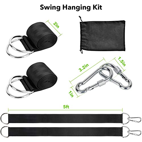 Frocopo TSHS5 Tree Swing Strap Hanging Kit, 5Ft Extra Long Tree Swing Straps Hold 2200Lbs, Premium Nylon Straps For Tree Branch With Safety Lock Carabiners, Hammock Hanging Strap Quick & Easy Installation thumb #2