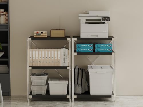 Image of 3-Tier Industrial Bookshelf, Wood and Metal Shelf Unit, Storage Bookcase