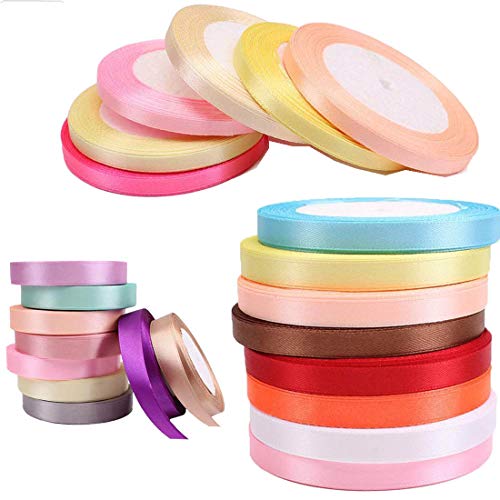 Image of DIY Crafts Pack of 100 Yards, Random Mixed Colour, Grosgrain Satin Ribbons for Wedding Christmas Party Decoration6mm-40mm DIY Bow CRA(Pack of 100 Yards, Random Mixed Colour)