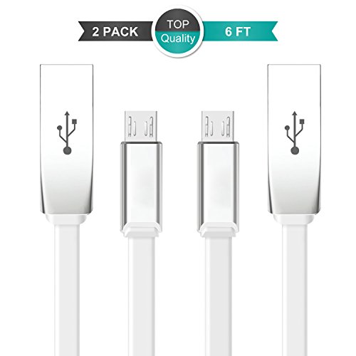 Micro USB Cable, Rywell (2Pack 6Ft) High Speed and Sync Charging Cords for Android Devices,Samsung,Sony,HTC,Motorola and More-(Stylish White)
