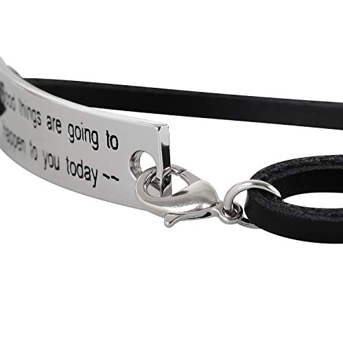 AleapDoll Christmas Stocking Stuffers Gifts 12 Pcs Bulk Inspirational Gifts Leather Bracelets for Women Motivational Quotes Message Encouragement Cuff4