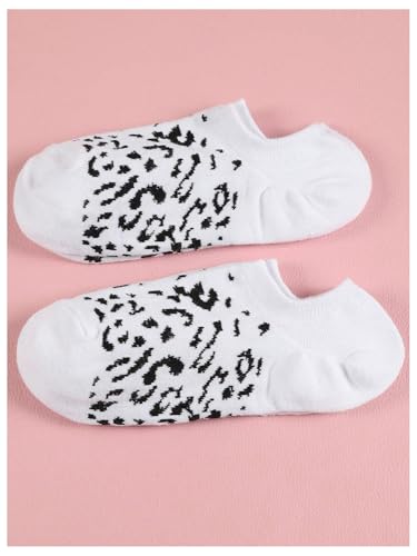 Image of WDIRARA Women's 6 Pairs Leopard Print Low Cut Socks No Show Socks
