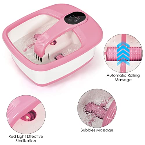 Relax4Life Foot Spa Massager, Feet Bath Tub With Heat, Infrared Bubbles, Digital Temperature Control, Electric Feet Soaking Basin, Acupuncture Massage Points, Pedicure Bath Soaker (Pink) #TOP3