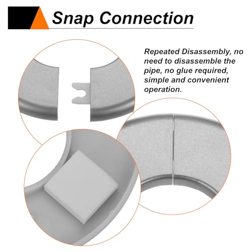 Placa de cubierta para tuberías autoadhesiva gris con brida dividida y hebilla de 44mm 5