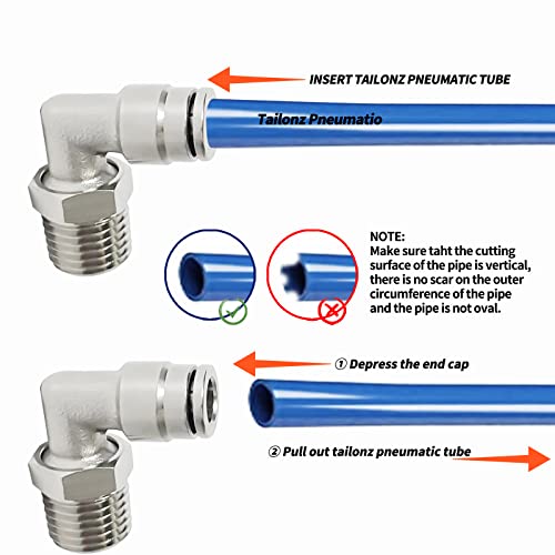 Vigor 2Pcs Pneumatic Brass Male Elbow 1/4" Tube Od X 1/4" Npt Thread Push To Connect Air Fittings, 90 Degree Quick Connector For Air Suspension Compressor Air Spring Horn #TOP2