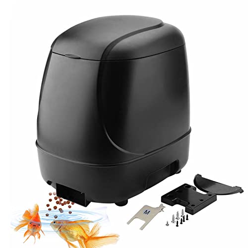 Alimentador Automático para Estanque De 10 L, Dispensador De Alimentación Programable Digital con Pantalla LCD,Comedero De Peces Automáticos para Pecera, Acuario,Up to 4 feedings Cover