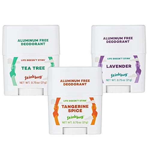 Stinkbug Naturals Aluminum Free Tangerine Spice, Lavender, Tea Tree Scent Travel Size Variety Pack All Natural Deodorant, Paraben Free, 0.75 Oz (3 Pack)