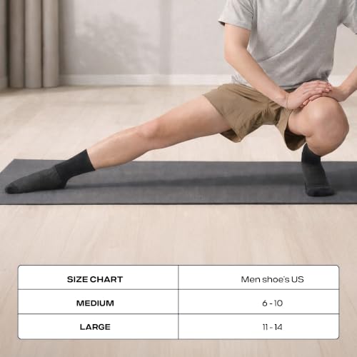 Image of CoolMate Mens Grip Socks, Non-Slip Mens Crew Socks for Hospital Elderly