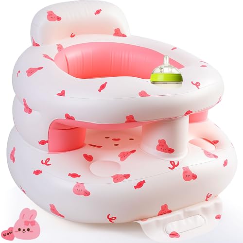 Image of Upgraded Inflatable Baby Seat with Safety Guardrails, Thicker Sit Me Up Floor Seat for Baby Chair Sit Me Up, Blow Up Baby Chair Built in Air Pump for Babies 3-36 mth