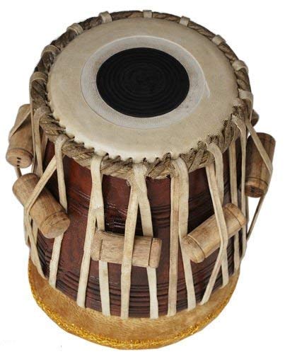 Image of Sheesham Wood Tb-0081 Hand Made Designer Brass Tabla Set Gold Color Indian Musical Instrument Bayan Tabla, Dayan Tabla For Beginners & Students