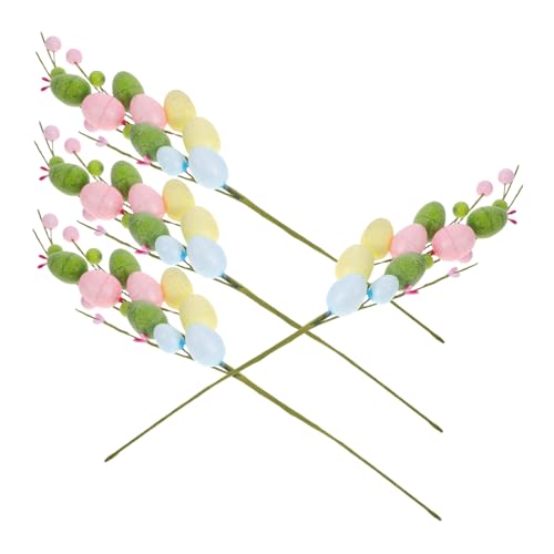 TOPPERFUN 4 Piezas Esquejes de Huevos de Pascua Frutas Falsas para Decorar Conejito de Pascua de Musgo Verde Tallos de arándanos Artificiales canastas de Pascua el plastico