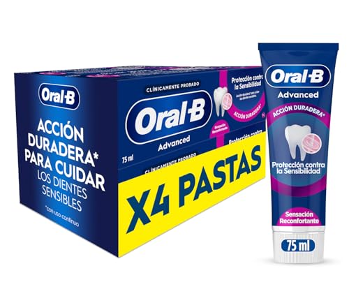 Oral-B Advanced Protección Contra La Sensibilidad Pasta De Dientes Con Flúor, Pack 4x75 ml, Dentífrico Con Sabor A Menta Y Eucalipto Para Dientes Sensibles, Sensibilidad Advanced