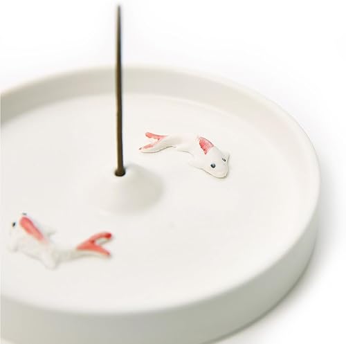 Miniatura 2 de Pequeño soporte japonés de incienso hecho a mano, moderno quemador de incienso de cerámica de pescado para incienso de cono o palo, bandeja única