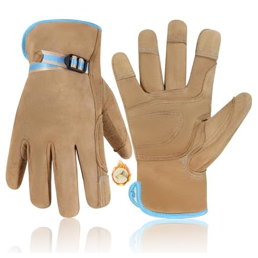 HANDLANDY HLDD Winter Work Gloves, Insulated Leather Work Glove with Abrasion Protection & Thinsulate Lining for Cold Weather
