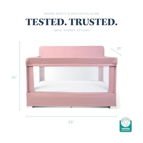 Baby Delight Lunaire Full Size Crib | Breathable Mesh Baby Crib | Tool-Free Assembly Baby Bed | 100% GOTS Certified Organic Cotton Fabric | Organic Rose — view 3