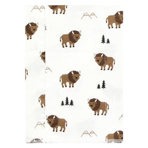 Image of Hudson Baby Unisex Baby Cotton Poly Flannel Burp Cloths, Wild Buffalo 7 Pack, One Size