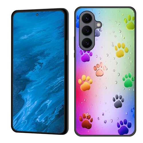 GFEWYTJYJ for Galaxy S26 Plus Case,Premium Soft Silicone Rubber Full-Body Protective Anti-Scratch Shockproof Bumper Case for Samsung Galaxy S26 Plus,Rainbow Paw Prints