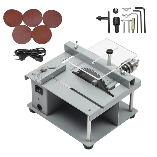 OUBUBY Mini sega circolare da banco per la lavorazione del legno, sega da banco multifunzione, utensile da taglio di precisione portatile, 96 W, adatta per tagliare piccoli bastoncini di legno,