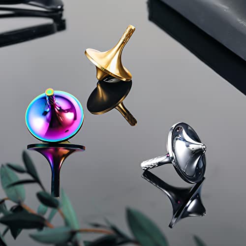 Leitee 3 Pieces Brass Metal Top Spinner Good Balance Desktop Top Spinner for Adults Kill Time Long Time Focus, 3 Colors(Medium (1.1 x 1.3 Inch))