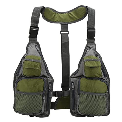Uadme Gilet pêche à Mouche, 600D oxford tissu résistant à l'abrasion respirant grande capacité stockage gilet pêche protection vêtements avec poches pour l'extérieur pêche chasse photographie voyage