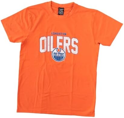 Calhoun NHL Surf & Skate Mens Vintage Style Distressed Heather Tone Rustic T-Shirt (Edmonton Oilers, Medium) - 4
