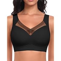 Ganado Sujetador sin Aros Mujer Sujetadores Encaje con Relleno Push up Deportivo Bralette Comodos, Negro, M