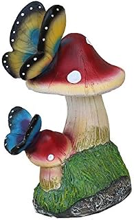 TABOR TOOLS Butterflies on Mushrooms Ornament, Terrace Figurine, Miniature Statue, Cute Patio Figure