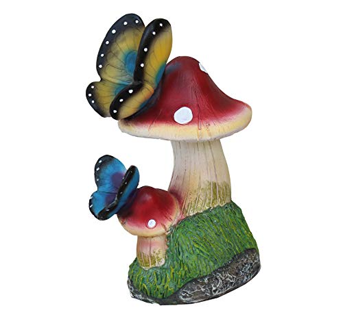 TABOR TOOLS Butterflies on Mushrooms Ornament, Terrace Figurine, Miniature Statue, Cute Patio Figure