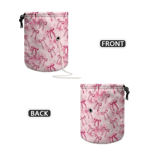Image of Sellikakes Pink Bow Yarn Organizer Bag Tropical Flower Storage Holder for Crochet Hooks Needles Store Skein Ball Short Knitting Needles