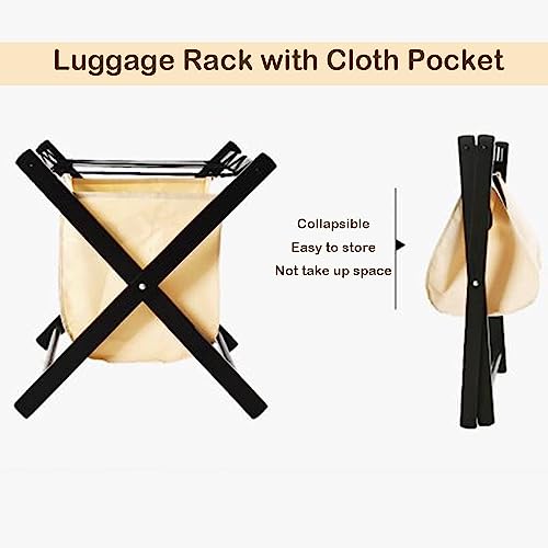 Porta-bagagens preto - suporte para mala, organizador de bolsa de viagem de madeira maciça preta par