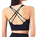 Produktbild DOUBFIVSY Damen Sport BH Starker Halt Große Brüste Push Up Gepolstert Ohne Bügel Gekreuzt Rücken Yoga Bra für Jogging Fitness (L, Schwarz, l)