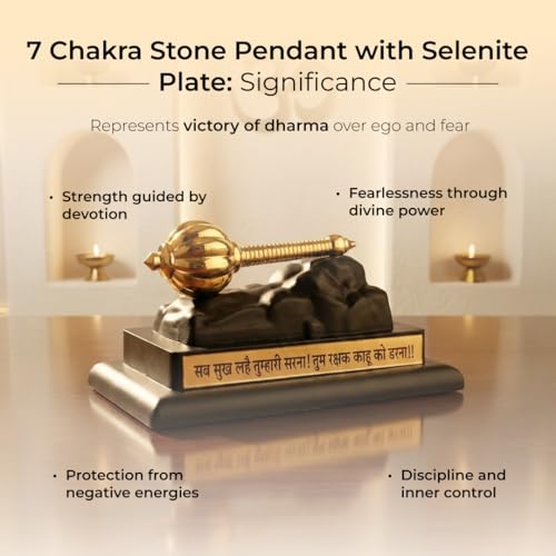 Image of Divine Hindu Hanuman Gada Gold Plated Idol | Small Murti for Car Dashboard, Home Decor, Office Table, Pooja | Spiritual Gift Item for Housewarming (Gold) | 6cm