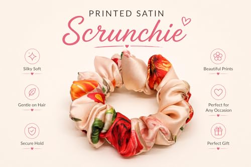 Image of Satin Scrunchies Hair Bands for Women | No-Damage Elastic Hair Ties for Ponytails & Buns | Fluffy & Stylish Rubber Bands | Free Size | Pack of 4 | Angel Blush Sm (Small Size)
