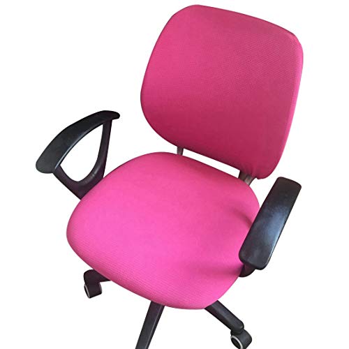 ZUQ Funda Elástica para Silla de Oficina Funda Protectora Universal para Silla de Ordenador Funda para Silla Giratoria y Elevable Funda para Asiento y Funda Trasera Independientes Rosa Roja