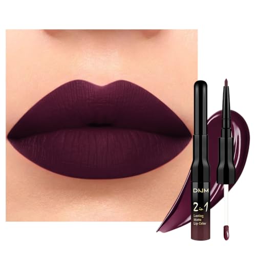 Image of evpct Dark Deep Eggplant Plum Purple Red Matte Lip Liner and Liquid Lipstick Stain Makeup Set for women Long Lasting Smudge Proof Lipstick labiales matte mate larga duracion listip 24 hours originales