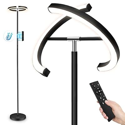 FIMEI Split Floor Lamp Modern LED Rotatable Floor Lamp, Eye-Protection Reading Standing Lamp with Stepless Dimming and 3000K-6000K Color, Separately Rotatable Design, Black